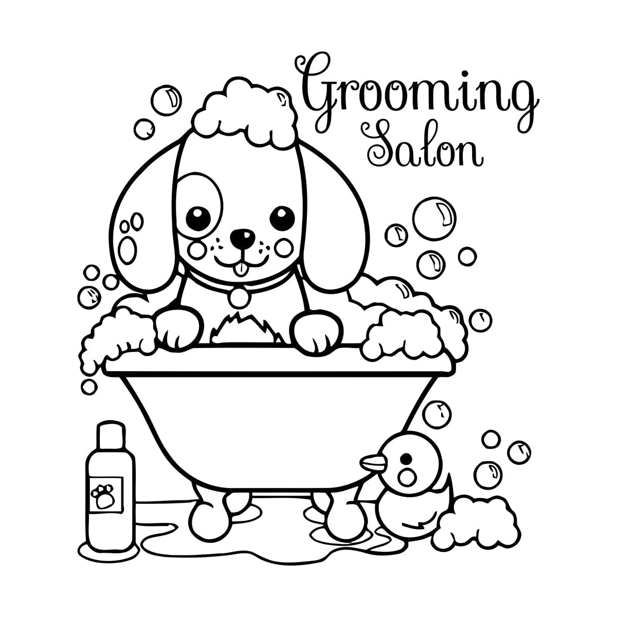 Dog Grooming Sign Wall Art Stickers Pet Salon Decor Vinyl Sticker Puppy Pet Bath Shop Wall Decal Door Mural Home Decoration Large - 58x65cm โ image 1