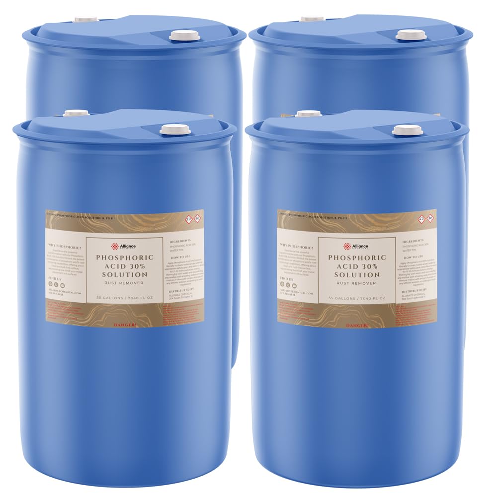 Phosphoric Acid 30% - 4 x 55 Gallon Drums - Bulk Pack for Large-Scale Industrial Rust Control