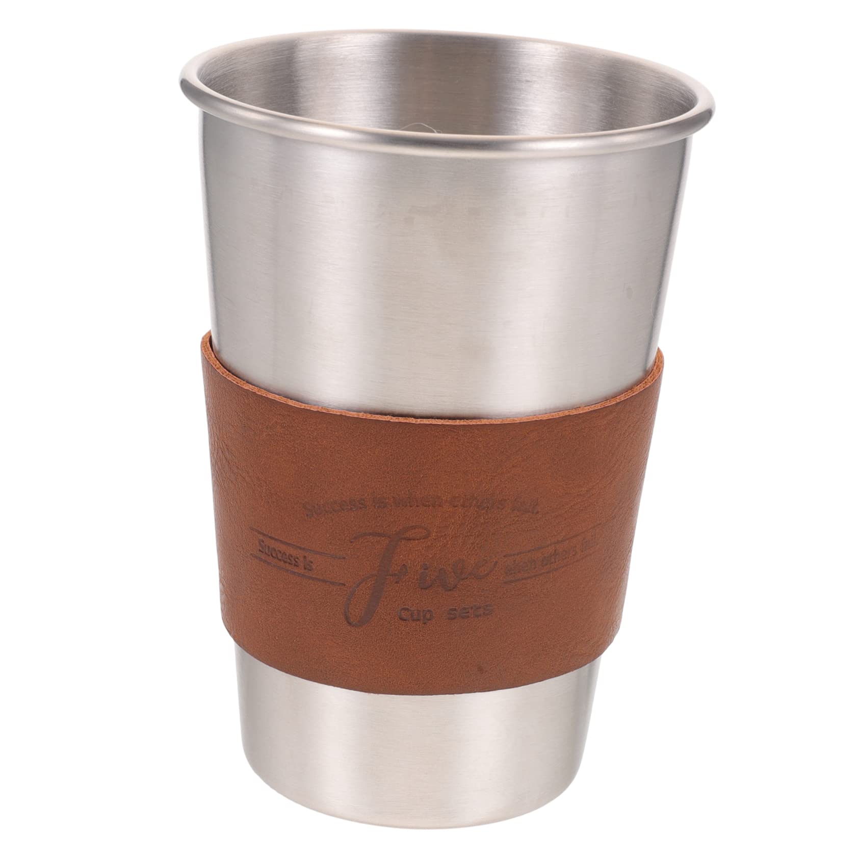 LABRIMPStainless Steelwater-Insulated Coffee Stainless Cup Tea Mug for Travel Pint Glasses Travel Mug Tumbler Flat Bottom Mug Daily Use Milk Cup Tea Cups with Lid Office Water Cup Leather