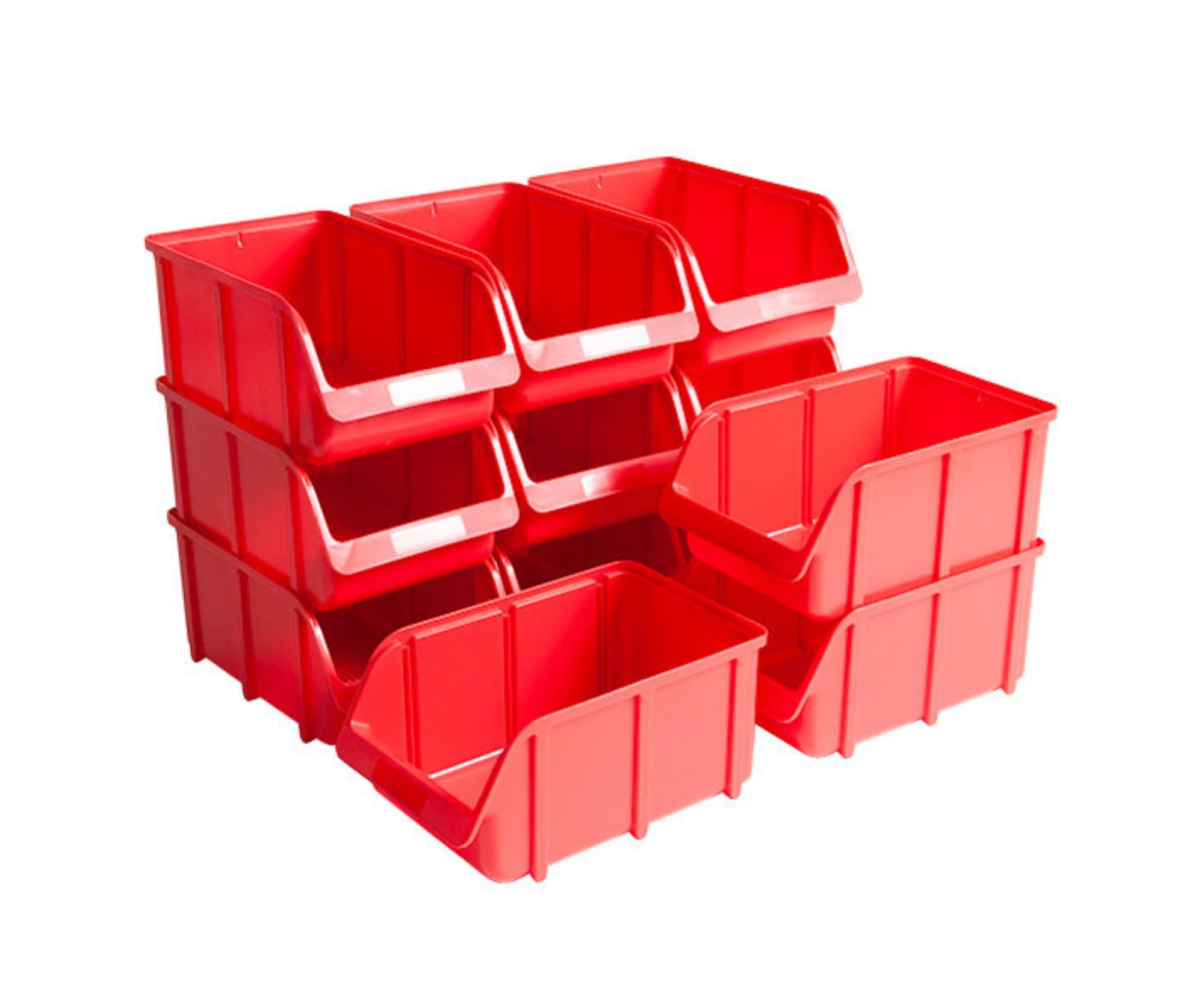 hünersdorff Kit 12 gavetas de almacenamiento apilables, Cajas de almacenaje, Organizador para herramientas, gran estabilidad dimensional y capacidad de carga,de polipropileno (PP), tamaño 4, rojo