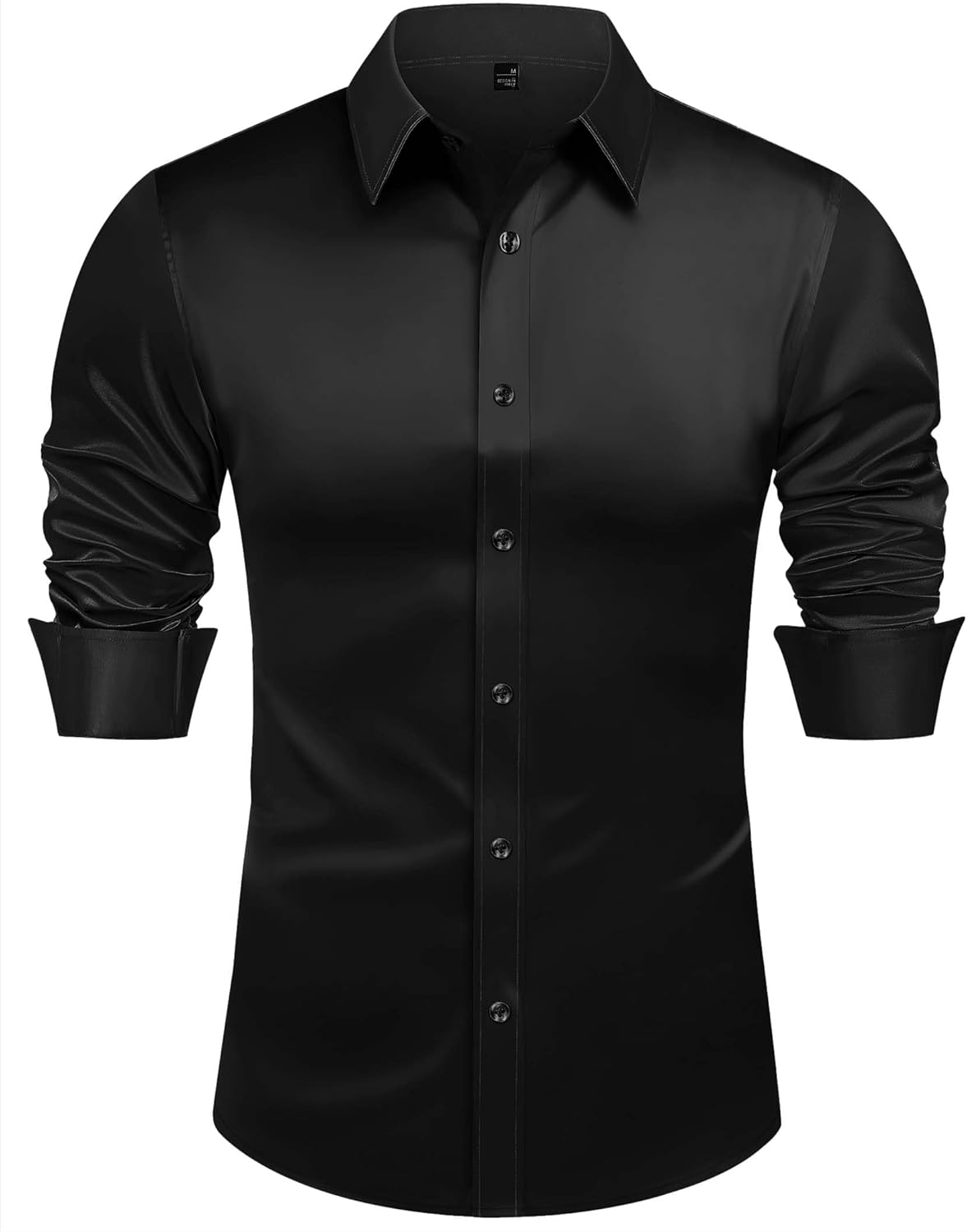 J.VER Men's Silk Satin Long Sleeve Dress Shirts Shiny Casual Button Down Shirt Luxury Party Prom Shirts - Image 4