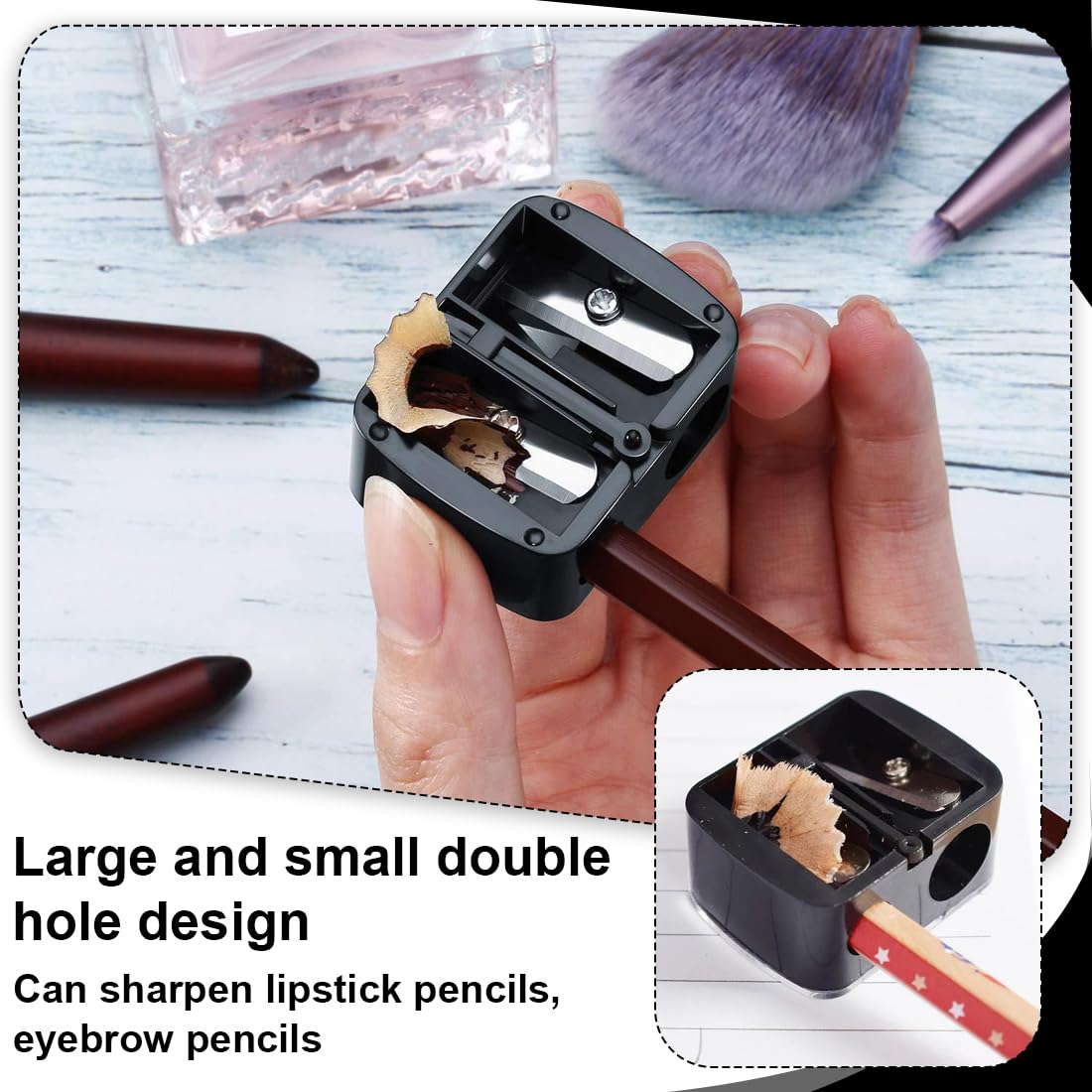 QEXUJOW Sacapuntas para maquillaje,Cuatro sacapuntas negros, adecuados para lápices de maquillaje, lápices de cejas, delineadores de labios, delineadores de ojos, etc., fáciles de transportar. — view 4