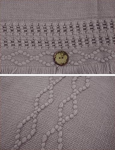 FEOYA Women's Hooded Poncho Sweater with Decorative Buttons Fringe Wraps Knit Tassel Pullover4