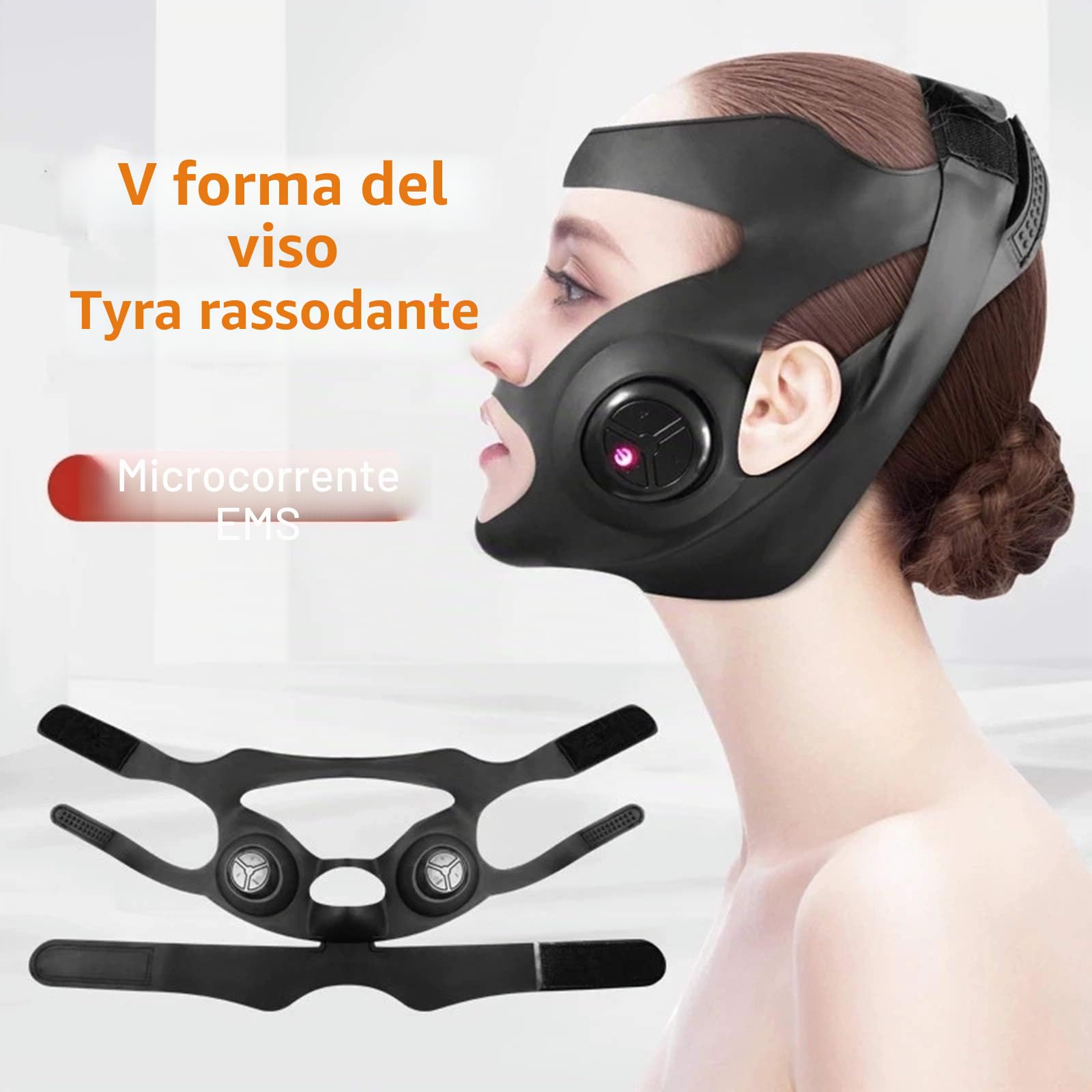 Viso Dimagrante Mask, EMS Dispositivo di Sollevamento del Viso V Face Lifting delle Guance Mento Cadente Muscoli Facciali per Massaggi Contro Il Doppio Mento Anti età Ricarica USB