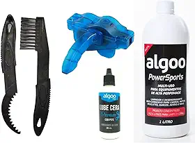 Kit Limpeza Bike Desengraxante 1L Com Escova Limpador E Raspador Cassete K7 Com Limpador Corrente Bike Óleo Algoo Cera 60ml