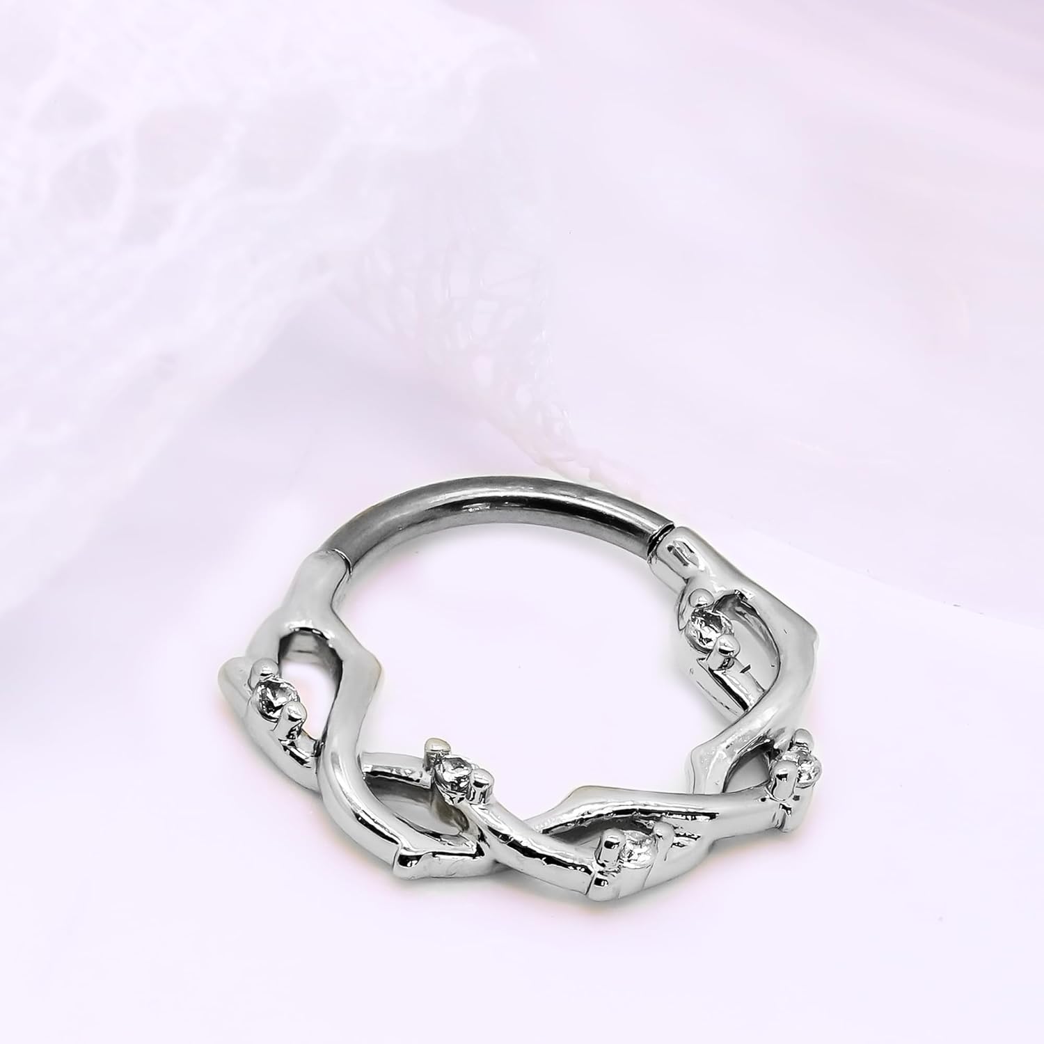 16G Septum Rings, 8mm 10mm 316L Stainless Steel Nose Ring Hoop, Vine Shaped Cartilage Earrings for Women, Tragus Helix Rook Daith Body Piercing Jewelry - Image 6