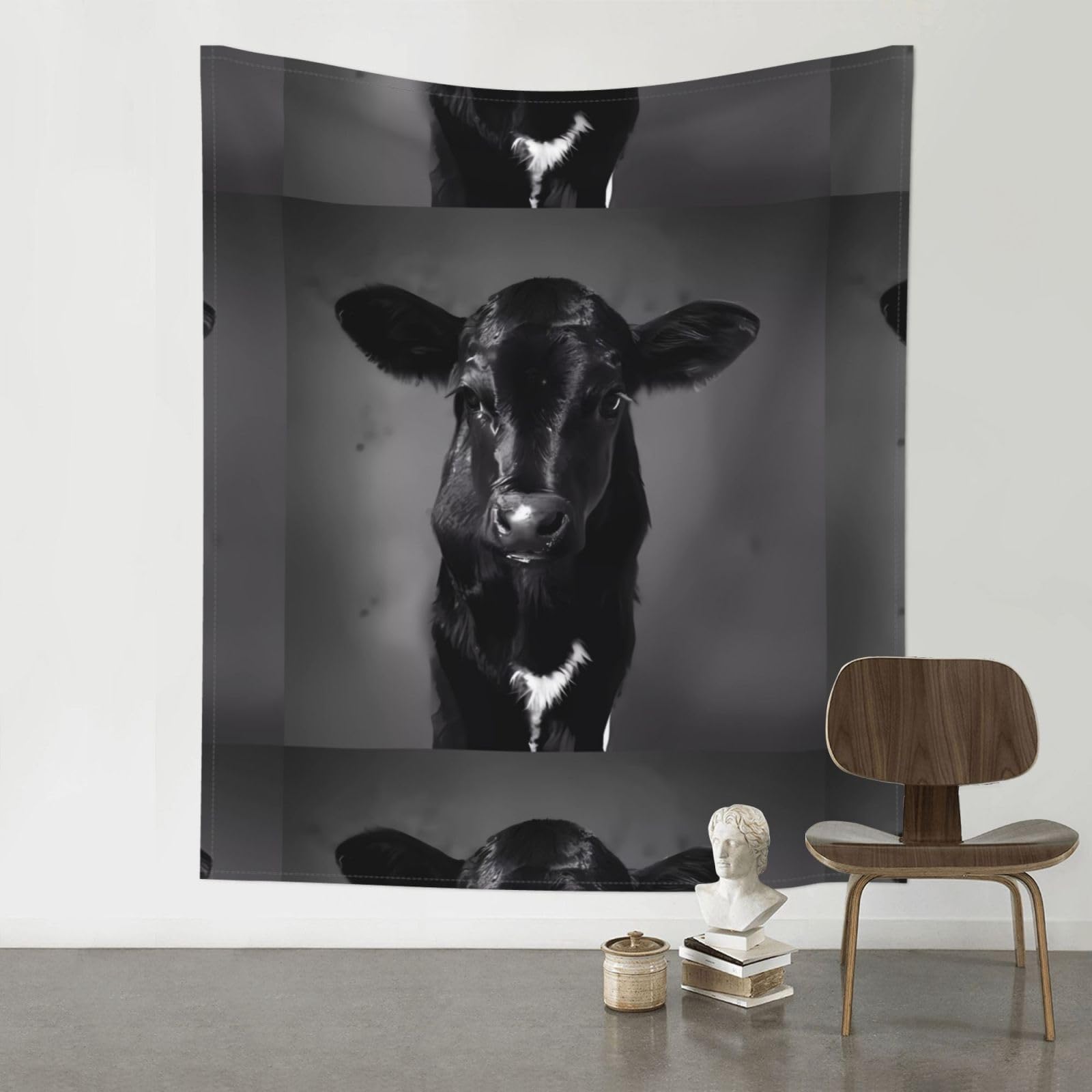 HJFCZH Black White Cow Face Prints 60x51in Wall Tapestry Bohemian Throw - Dorm Decor, Beach Blanket, Sofa Cover & Unique Gift