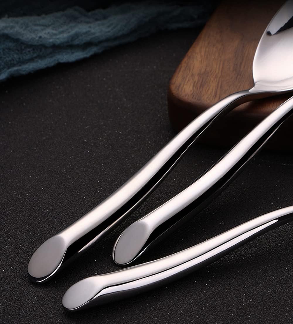 24 Piece Silverware Set for 6 Modern Flatware Cutlery Utensils Set Premium Stainless Steel Nice Weight Heavy Knives Forks and Spoons Tableware Set for Home Kitchen Restaurant Wedding