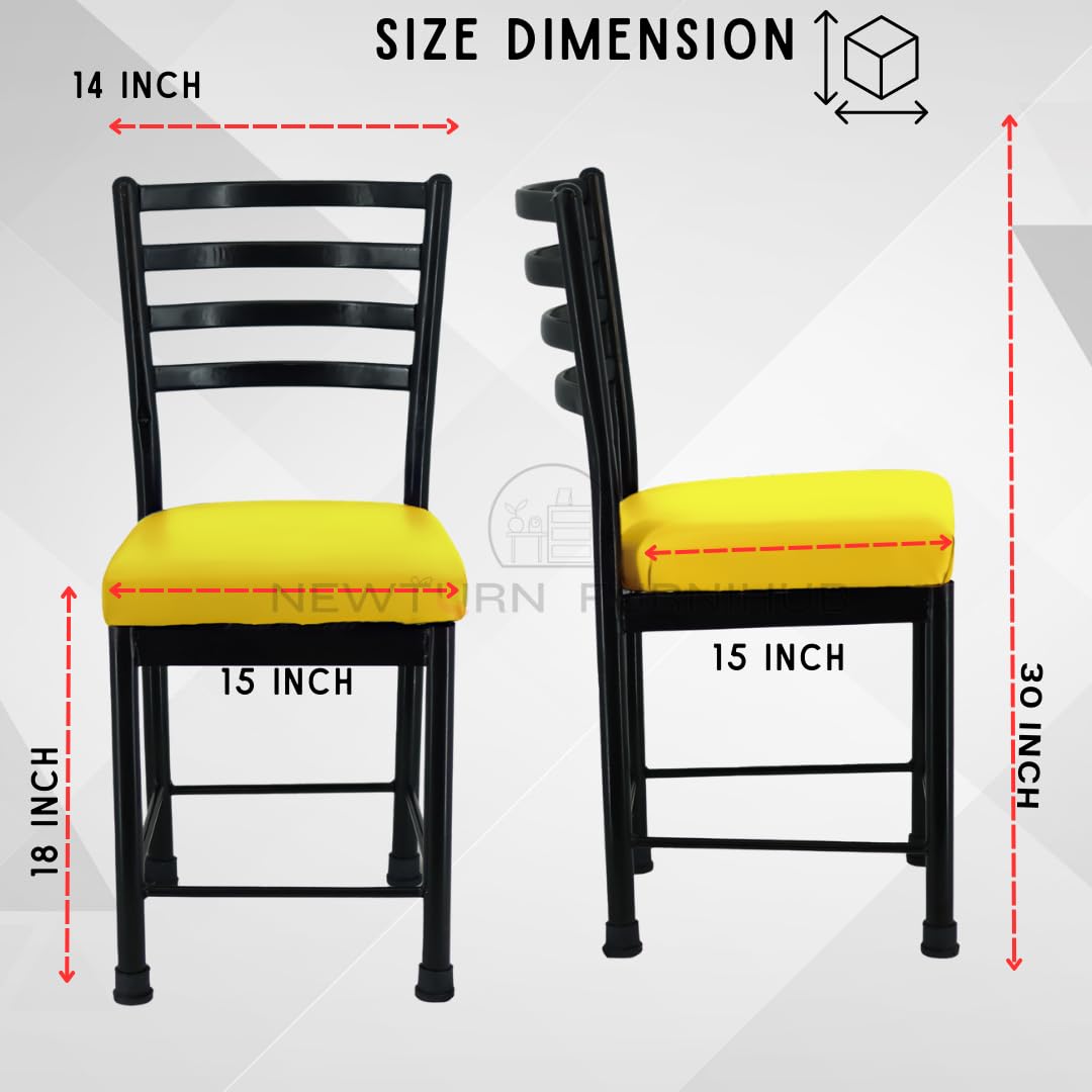NEWTURN� FURNIHUB Metal Black Dining Chair Living & Dining Room Home Comfortable Durable Chair (18 inc.h Height from Ground to SEAT) (Yellow) 2