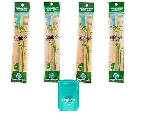 HDP Tamaño del cepillo de dientes de bambú para adultos: paquete de 4 con color adicional: bambú adulto