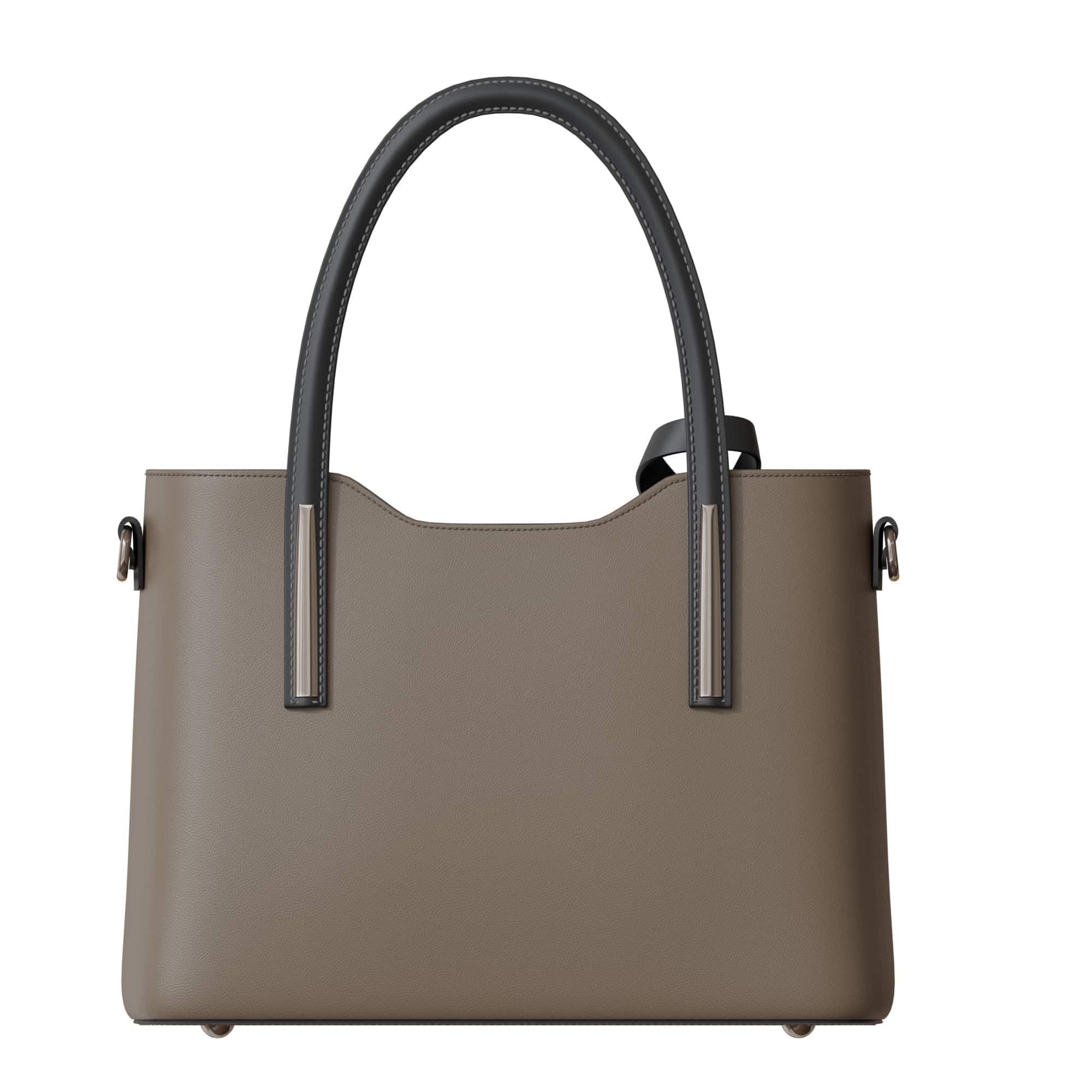 KMISSO Damen Handtasche Echtleder Made in Italy – elegante italienische Leder Schultertasche mit Henkel & abnehmbarem Schulterriemen – strukturierte Umhängetasche für Alltag, Büro & Freizeit