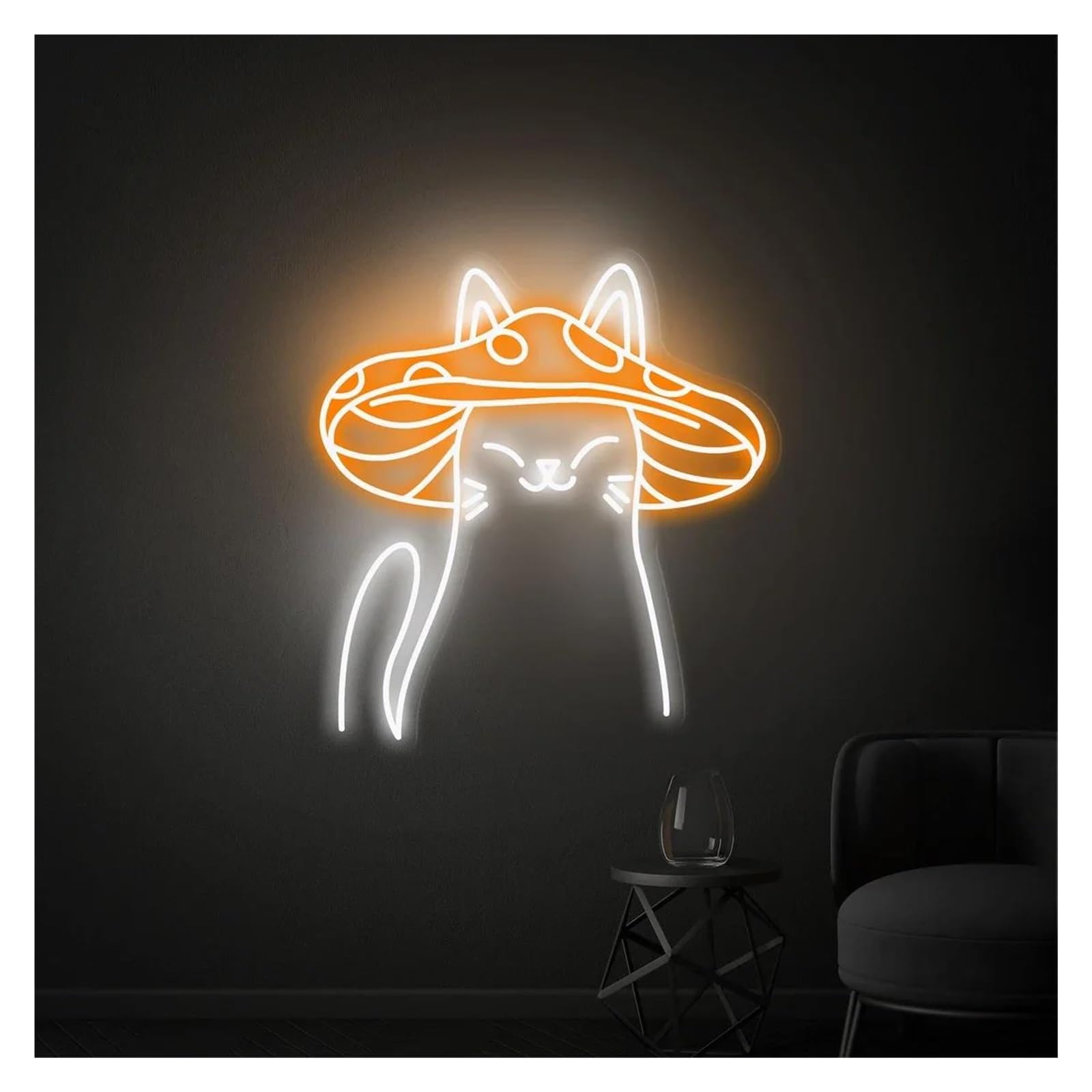 LEMST Signs Lamp Mushroom Neon Sign USB Powered Adjustable Brightness Mushroom Cat Neon Lights for Home Wall Decor 28cmx38cm(B)