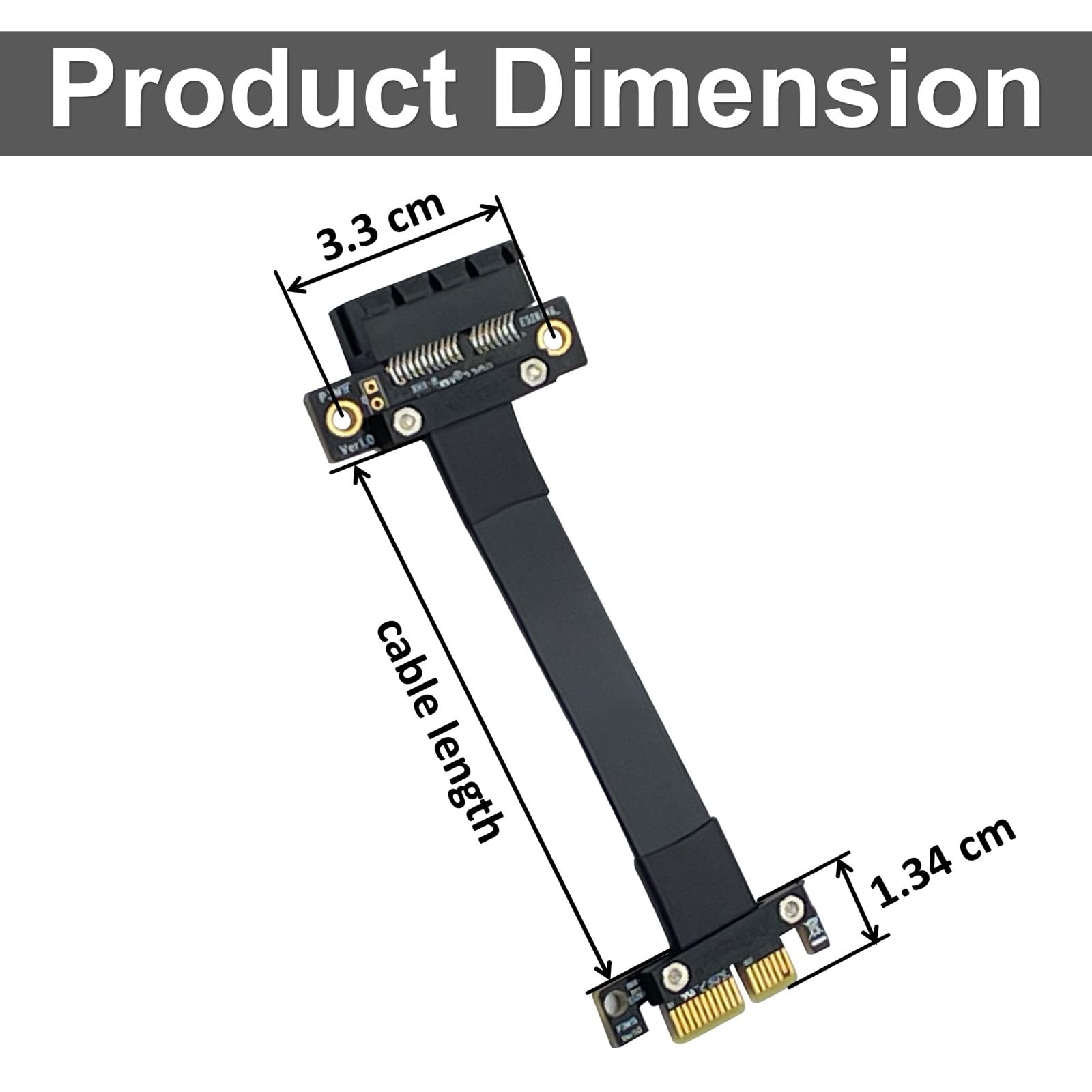 10Gtek PCIe 3.0 Extension Riser Cable, X1 to X1, M to F, 180° to 180°, Cable Length 15cm, P311MF1115