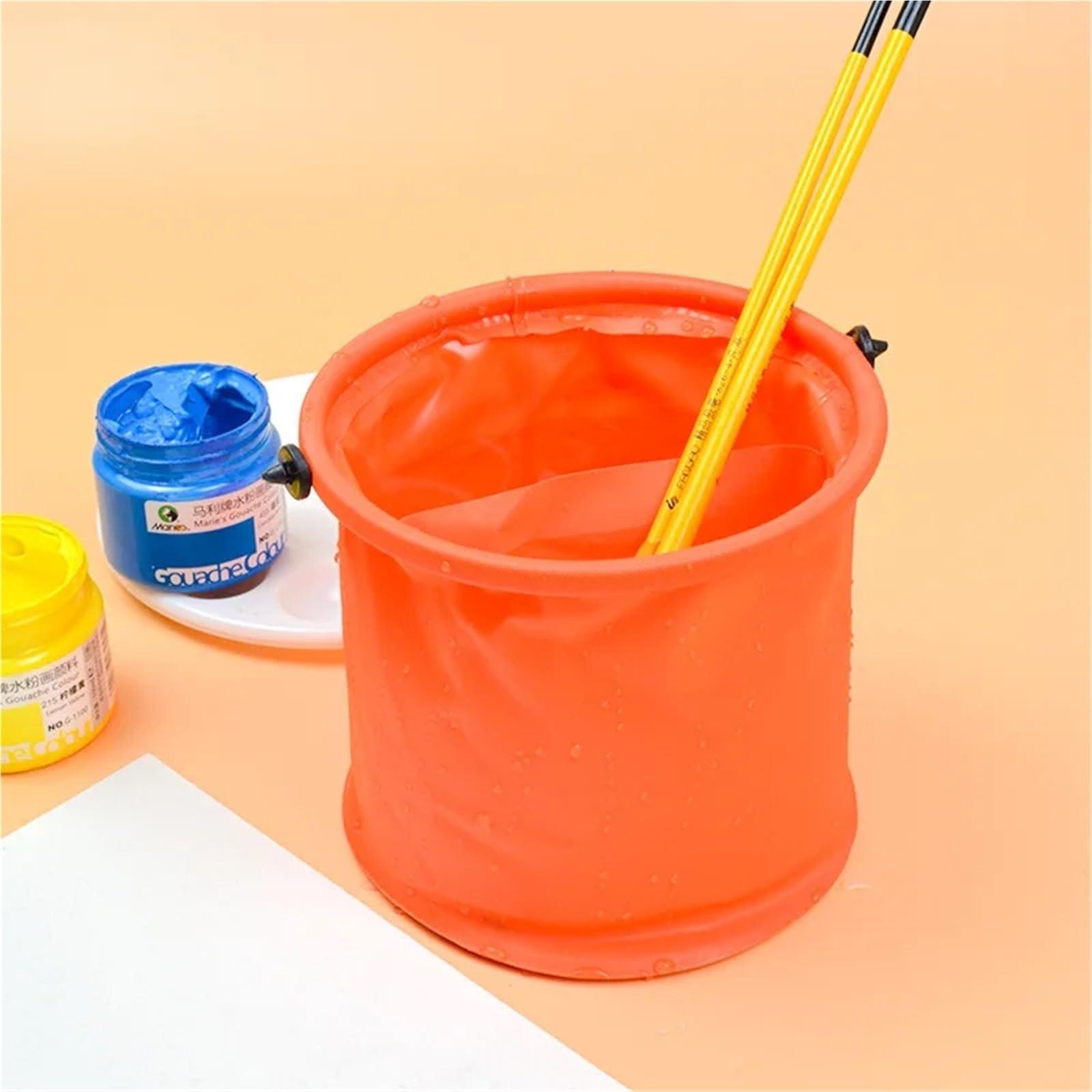 Falteimer Faltbarer Eimer mit Griff, tragbares und leicht zu verstauendes Design, geeignet for Camping, Angeleimer(Orange)