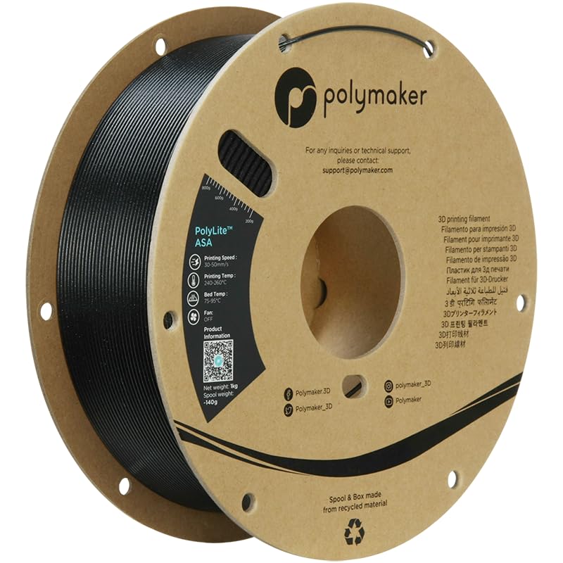Image of Polymaker ASA Filament 1.75mm Galaxy Black 1KG, UV & Weather Resistant | 3D Printer Filament for Outdoor Functional Parts, Durable, High Heat Resistant, Impact-Resistant, Reliable Layer Adhesion