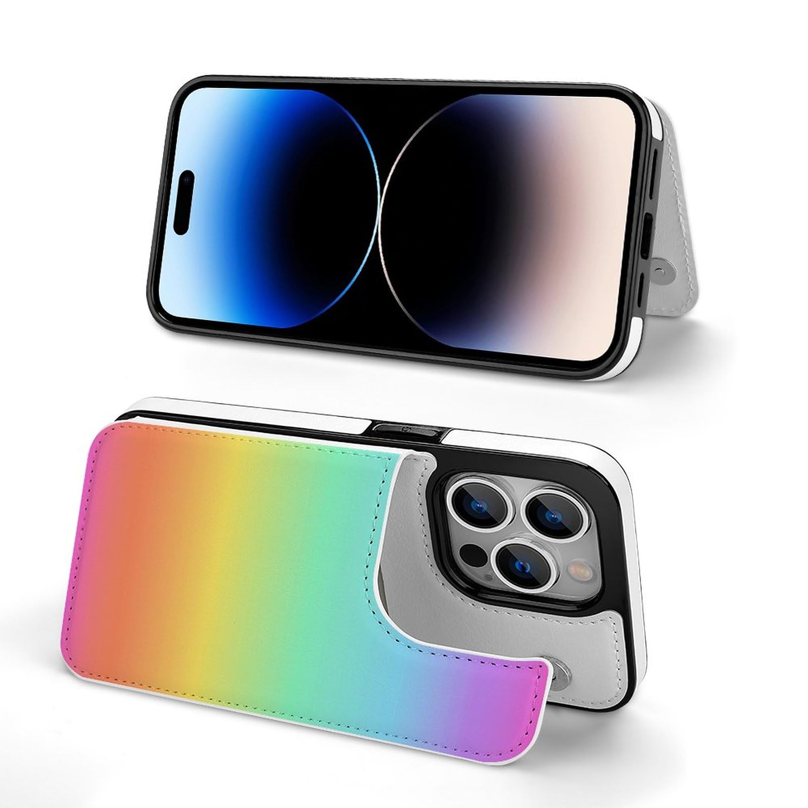 Custodia A Portafoglio Con Lupo Arcobaleno, Porta Carte, Per Galaxy Plus Ultra, IPhone 16, 15Pro Max, Vivace Arte Cosmica Del Lupo, Design Di Animali Mistici - Italia