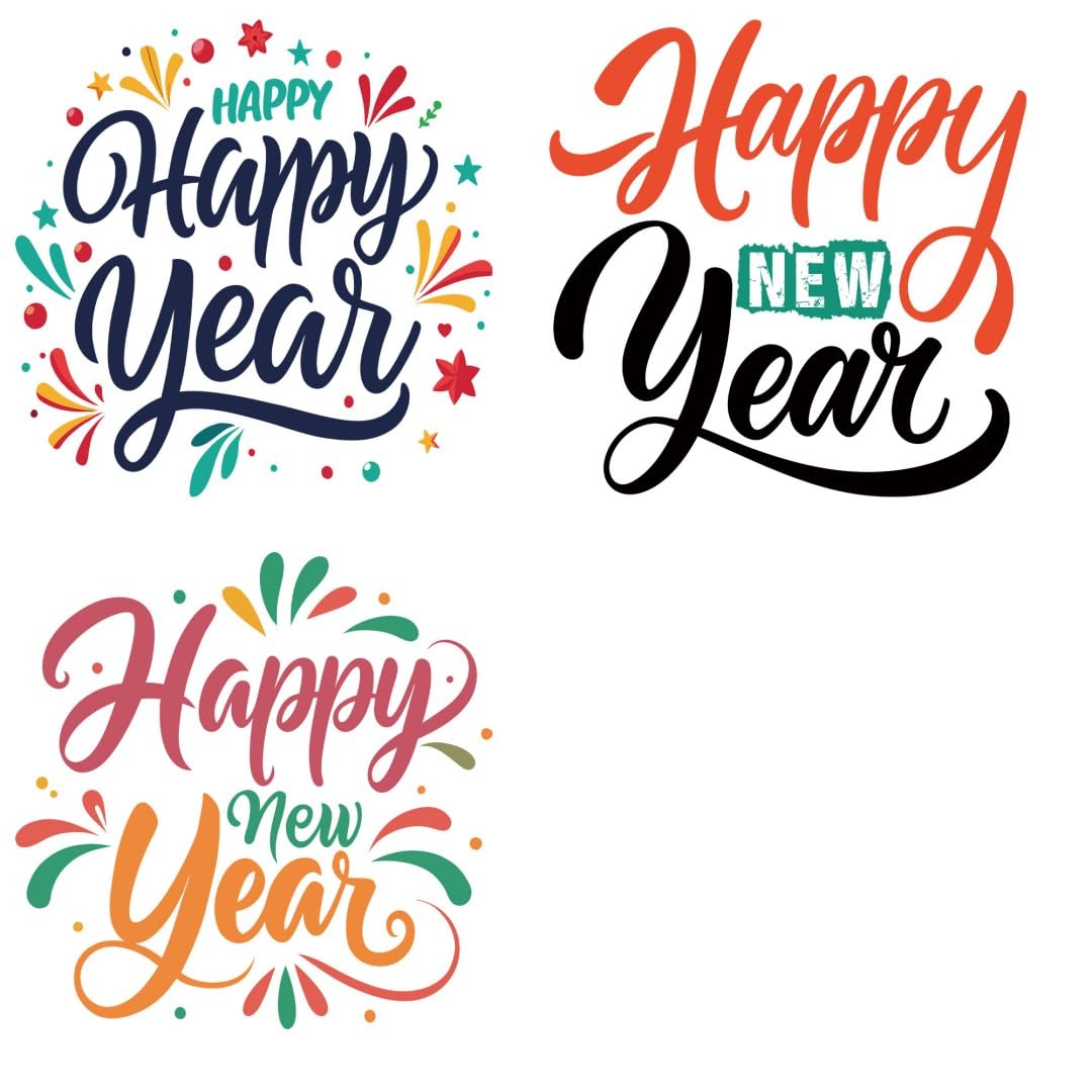 Happy New Year 2025 Iron Transfer Patch Heat Transfer Sticker Vinyl Design Iron Applique T-Shirt Clothing DIY Craft Applique Clothing Decoration