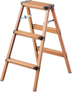 Tenma Woody Stepladder, Wood Grain Pattern, Brown, 3 Tiers, Width 17.7 x Depth 26.0 x Height 31.1 inches (45 x 66 x 79 cm)