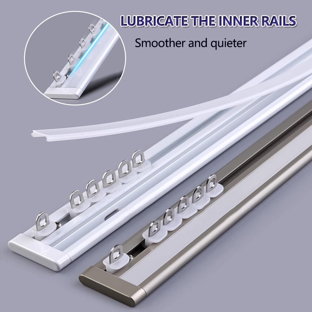 Rail De Plafond En Aluminium Pour Rideaux Rail De Rideau Ultra-Fin Pour Fenêtre À Ouverture Vers L'Intérieur Rail De Rideau Caché Rail De Rideau Coulissant Pour Salon Chambre Balcon(Blanc,300cm)