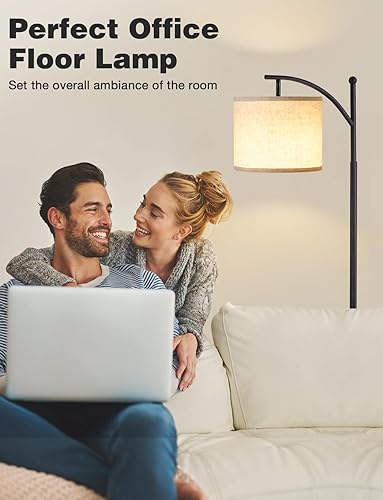 Miniatura 6 de Ambimall Lámparas de pie para sala de estar con 3 temperaturas de color, lámpara de pie plateada con pantalla blanca ajustable, lámparas altas para