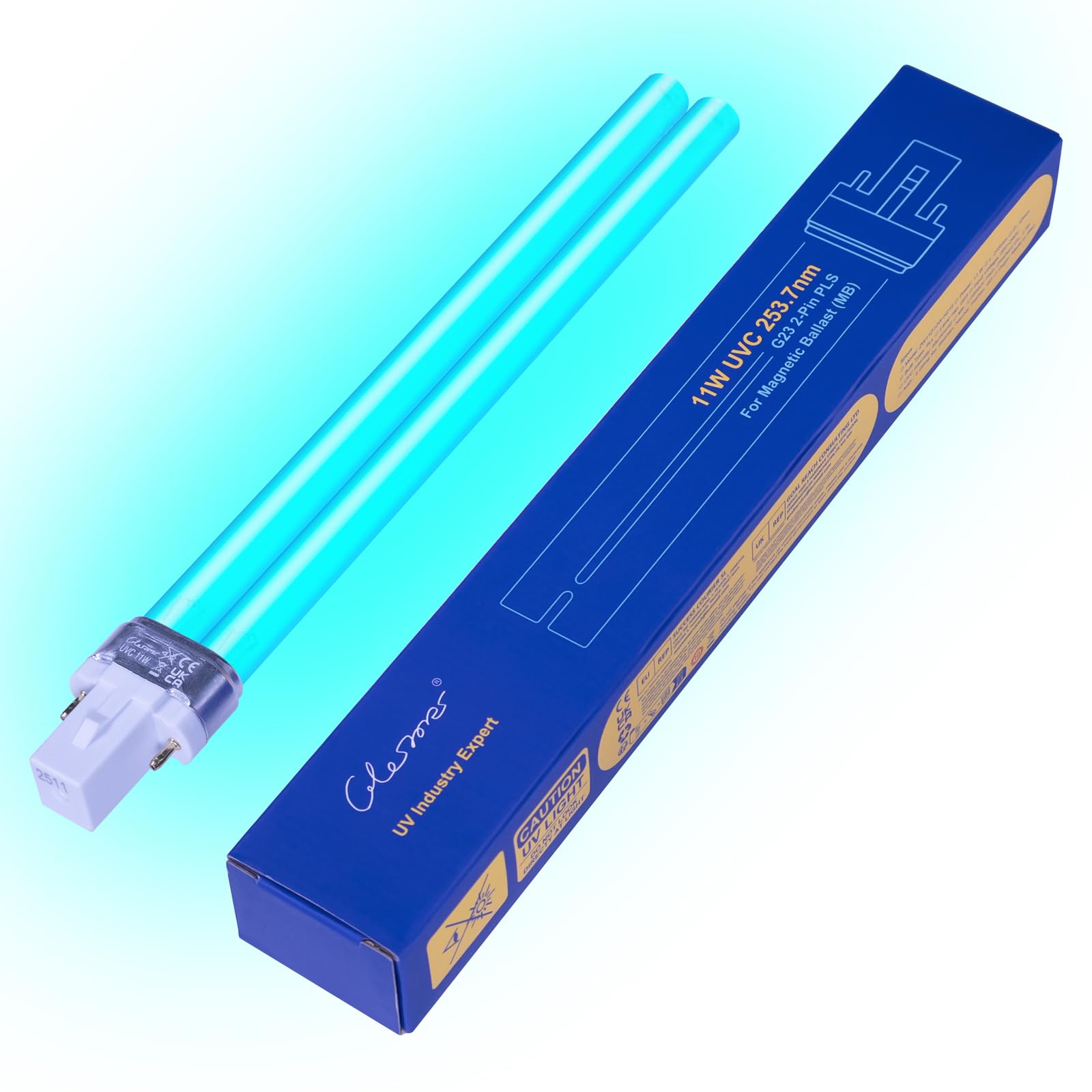 Glostars 11W G23-2Pin UV Light Bulb — Replacement UV Bulb for Pond, Aquarium & Water Sterilisation Equipment（11W 1PACK）