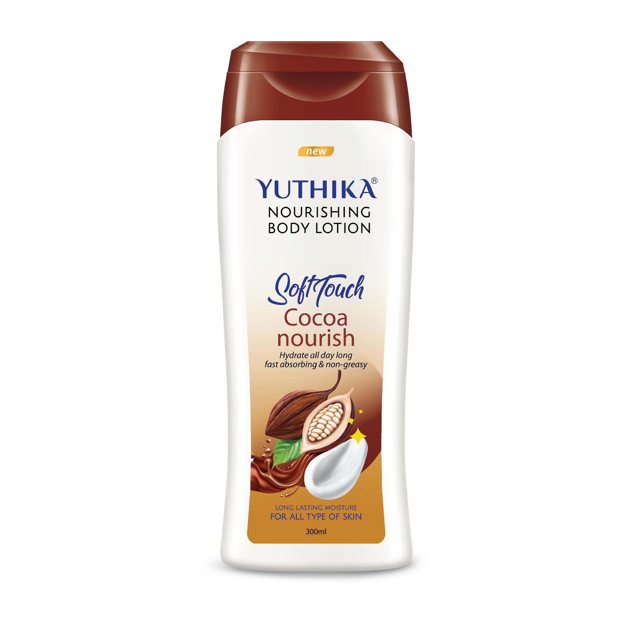 Yuthika Cocoa Nourish Body Lotion, Soft Touch Cocoa Body Lotion for Long Lasting Moisture and Soothing Skin 300ml