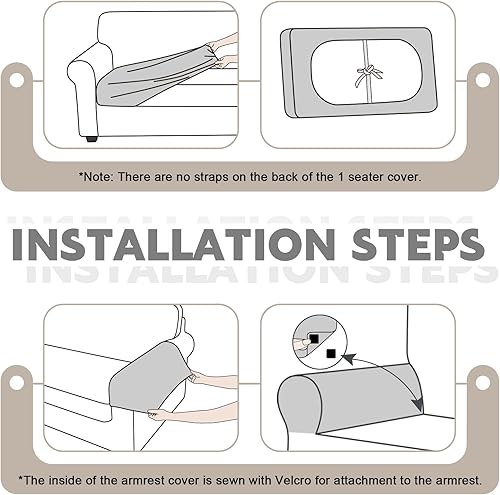Miniatura 6 de VANSOFY Fundas de cojín para sofá seccional, fundas de cojín elásticas de jacquard para sofá, fundas de cojín individuales lavables y lavables para