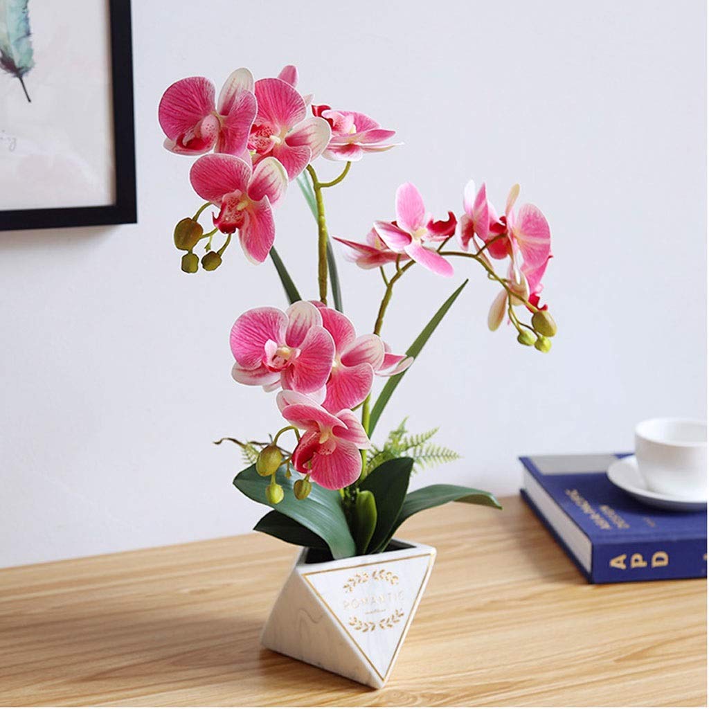 Fiori Artificiali, Simulazione Creativa di Phalaenopsis in Vaso di Ceramica, Set di Fiori Finti, Decorazione Artificiale per Bonsai in Stile Cinese per la casa