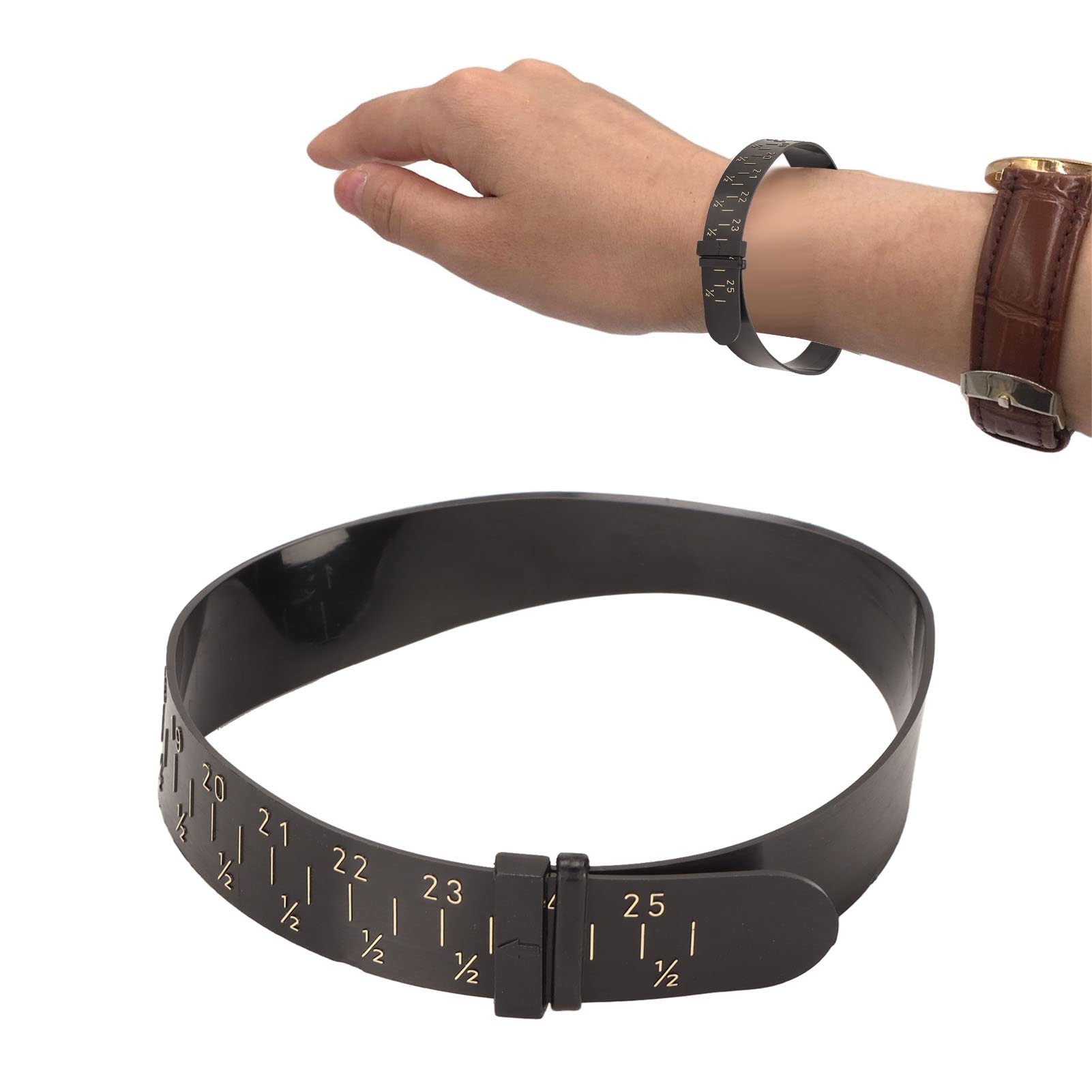 Calibro per Braccialetti 15-25 mm Misuratore Doppia Scala Plastica Strumento Dimensionamento Bracciali