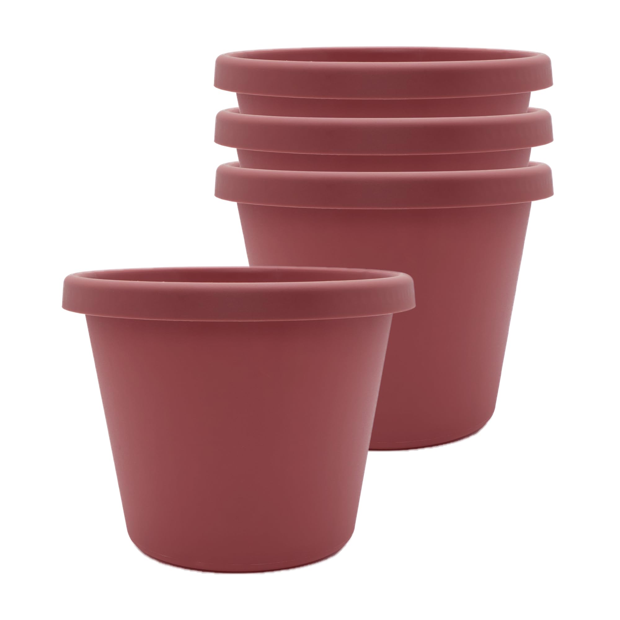 The HC Companies Prima Round Planter Pot, 8 Inch, Marsala, 4-Pack