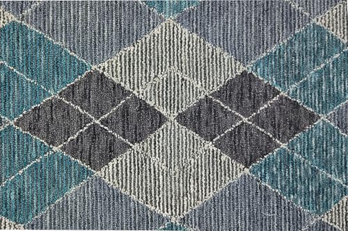 Image of Spectrum Pattern Wool Carpet with Loop Texture Yarn Anti Shedding Carpet Size 5x8 Feet A0 Grey & Multi Color