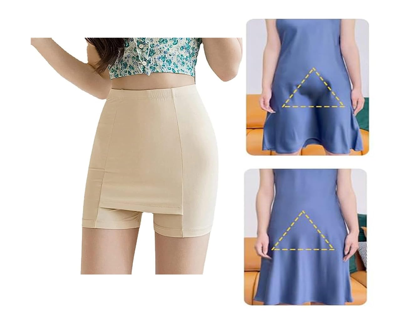 Stunning Collection Double-Layer Front Crotch Ice Silk Safety Shorts,Women Seamless Safety Pants for Skirts Dresses | Cover Triangle Area No Trace No Roll Border Naked-picture-39