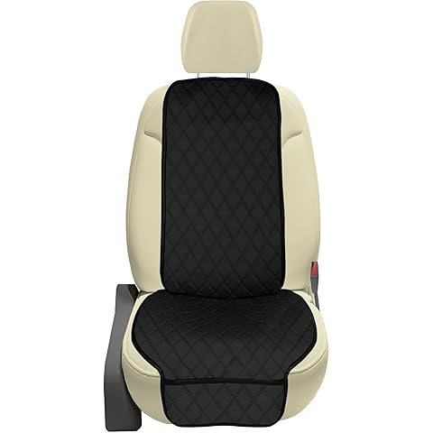 FH Group Car Seat Cushion – Neosupreme Single Front Seat Cover with Front Pockets, Airbag Compatible, Universal Fit Car Seat Cushion for Driver or Passenger Seat, SUV, Truck, Sedan & Van – Black