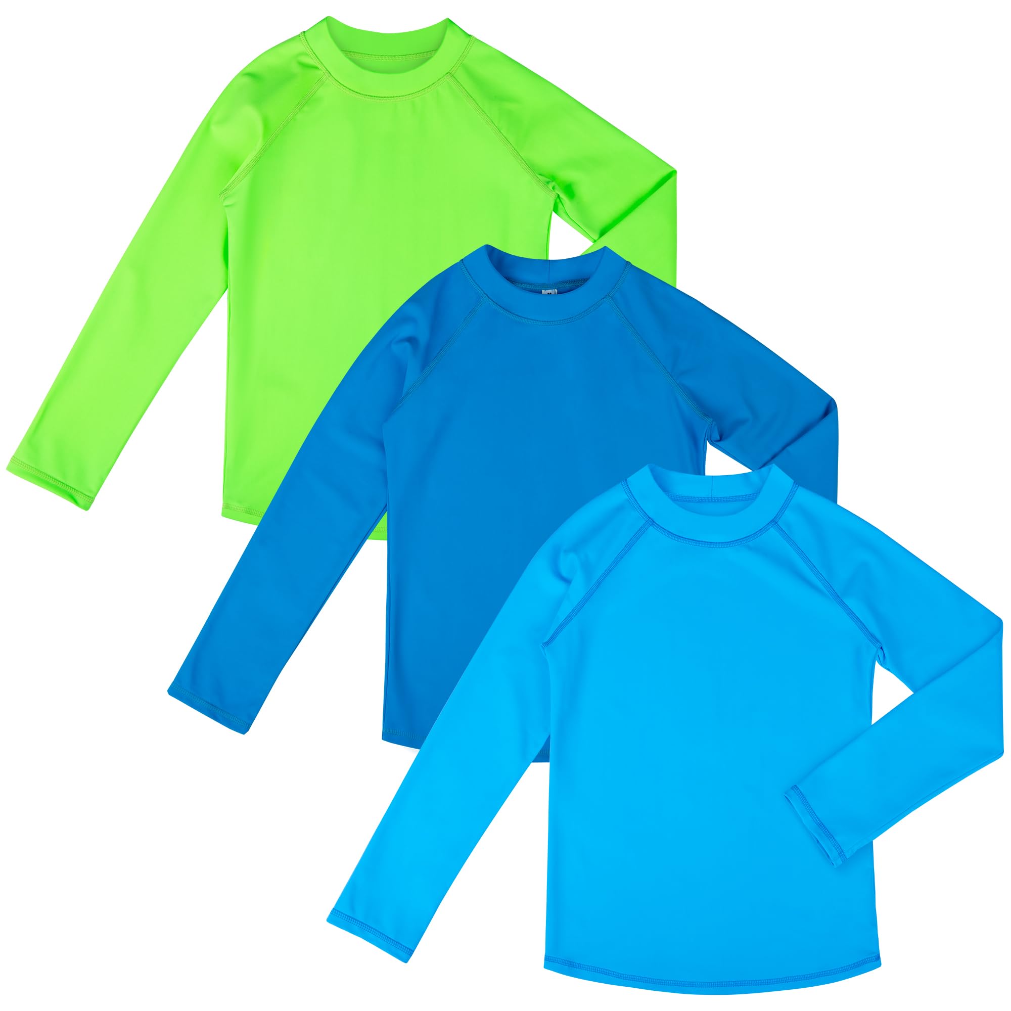 BIG ELEPHANT Paquete de 3 Camisetas de natación para niños con protección Solar UPF 50+ de Manga Larga para niños y niñas