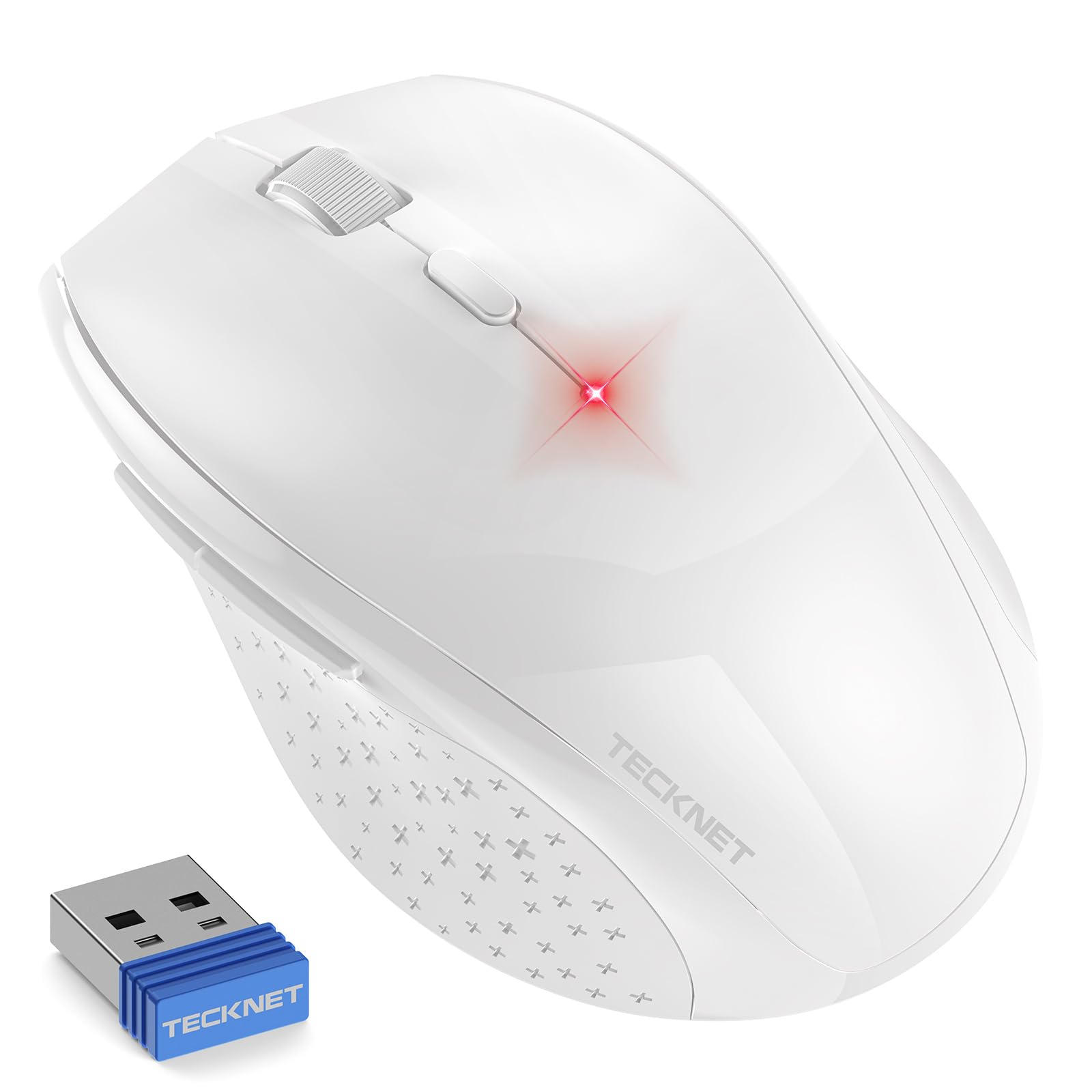 TECKNET Silent Maus Kabellose, 4800DPI 2.4GHz Leise Funkmaus mit Nano Empfänger, Side Control, Ohne Klickgeräusche, 6 Verstellbare DPI Level, Sechs Knöpfe Wireless Maus für Büro Zuhause, Schwarz