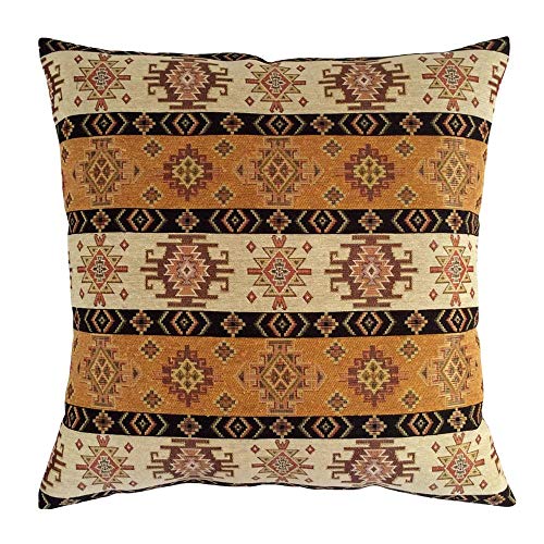 Pillowerus Ethnic Throw Pillow Covers Mustard Yellow And Cream Kilim - 20 X 20 Inches Square Decorative Pillows, Boho Room Decor For Couch, Bohemian Outdoor Case For Farmhouse, Cushions, Aztec #TOP1
