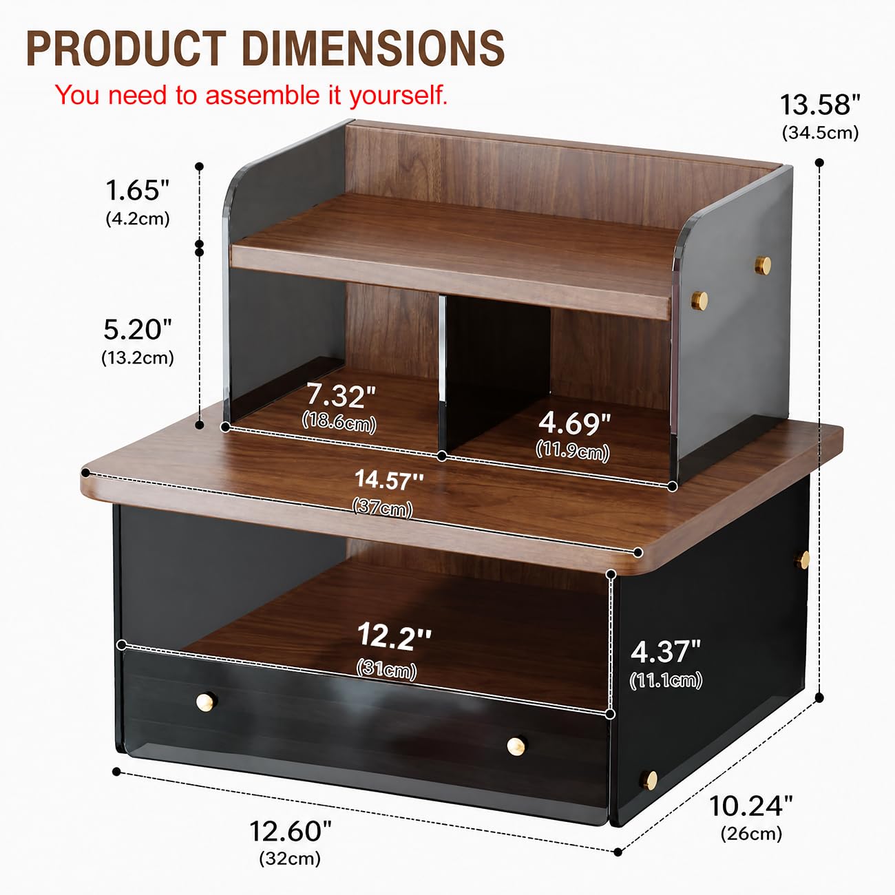 Bar à Café & Coffee Station, Présentoir à Mugs Multicouches à Cases Brown,32 * 26 * 34.5cm
