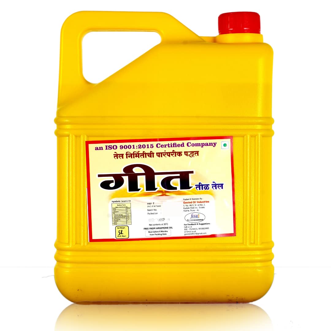 Cold Pressed Sesame Oil/Kacchi Ghani Healthy Sesame Oil (5L, bottle) | Organic Cold Pressed Cooking Oil | Healthy Unrefined & Filtered Edible Govind Oil (B0BZMQR51P) Amazon Price History, Amazon Price Tracker