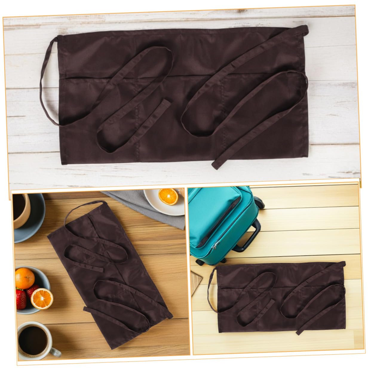 4 Stk. Teiliges Multifunktionales Servierhalb-schürzen Kurze Küchen-schürzen aus Leichtem Polyester-baumwoll-material Schnelltrocknend für Kellner Restaurant und Heimgebrauch