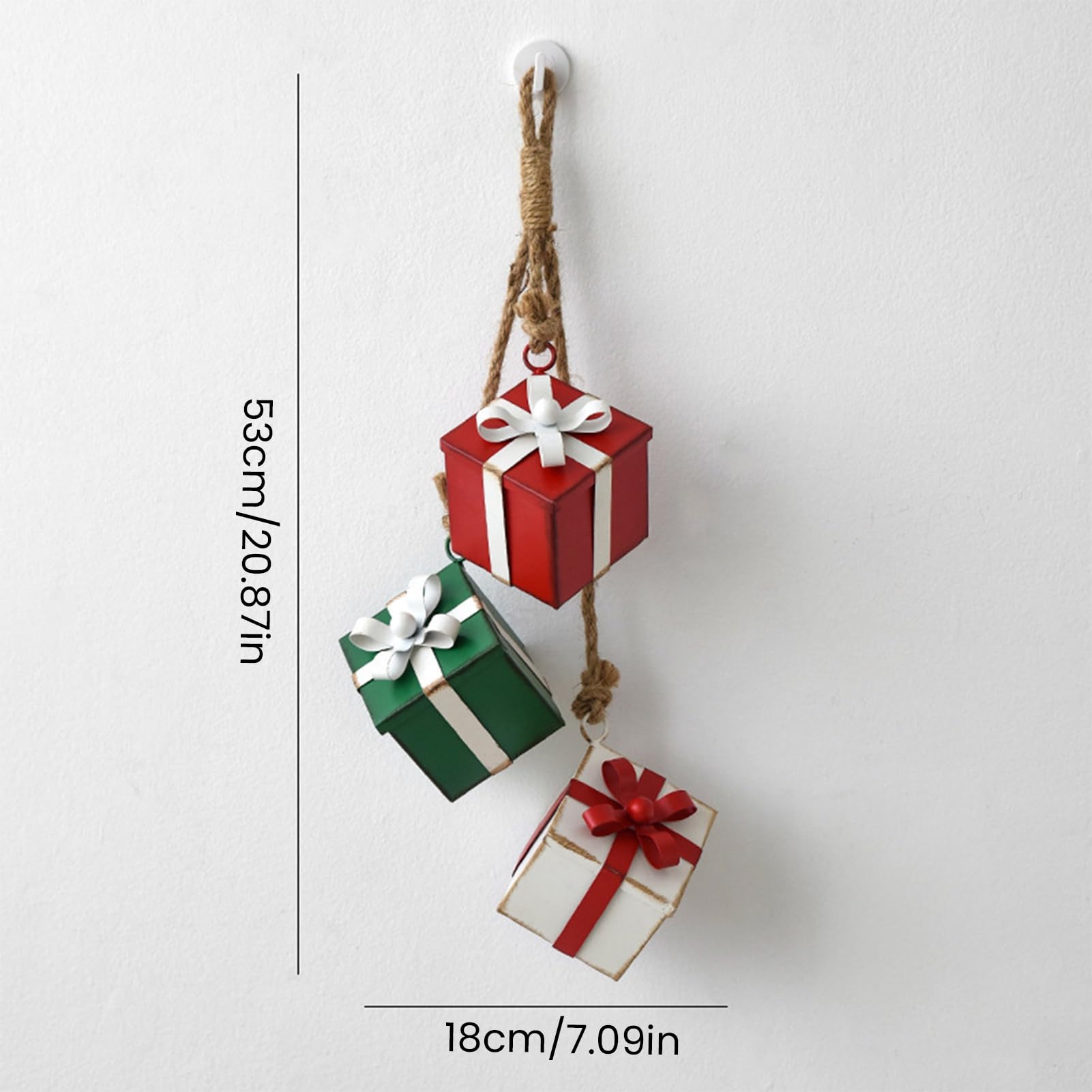 Décoration de Noël en métal à suspendre pour sapin de Noël, boîte cadeau, boîte cadeau, bonbons, fête de vacances, décoration murale, fenêtre, ensemble de présentations rouges, vertes, blanches