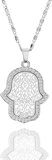 Ouran Choker Halskette für Frauen, Glück, Hamsa Hand Anhänger mit Kristall Mädchen Lange Kette Halskette Glänzend Strass H...