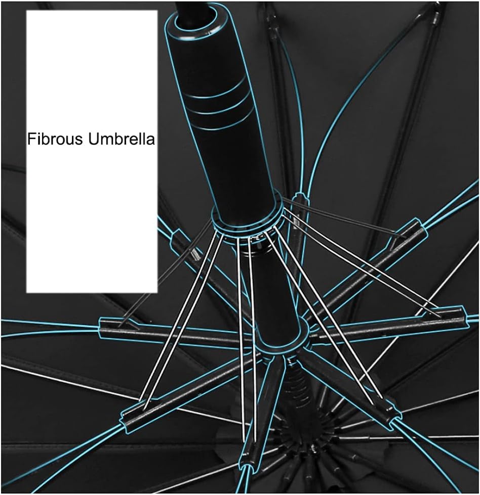 Vented Golf Umbrella Oversized Umbrella with Ergonomic Handle Compact Windproof Stick Umbrella for Business Sports Golf Umbrella for Adults Men Women