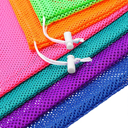 Frienda 6 Pieces Mesh Stuff Sack, 12 X 18 Inch Durable Nylon Mesh Drawstring Laundry Bag For Rinsing Beach Toys, Seashell Collecting, Mesh Bags And Travel (Multicolor) #TOP1