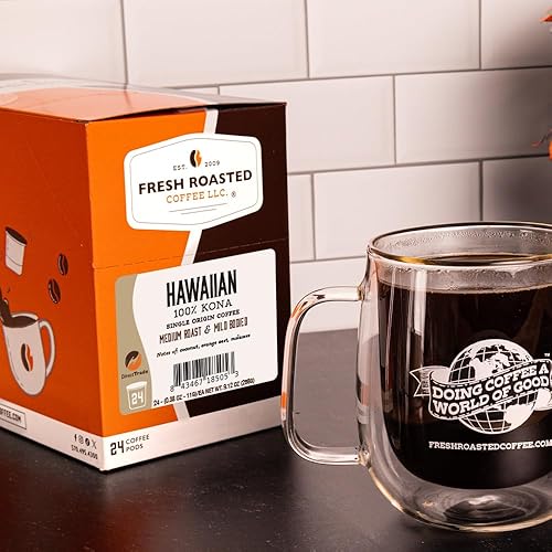 Miniatura 2 de Café Fresh Roasted Coffee, 100% Kona de Hawaii, tostado medio, kosher, compatible con K-Cup, 24 cápsulas