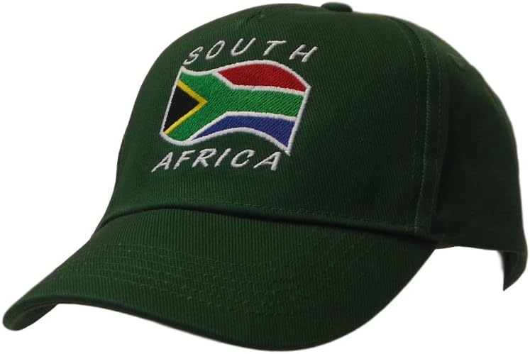 South Africa Wavy Flag Embroidered Baseball Cap (Adult Size) Bottle Green