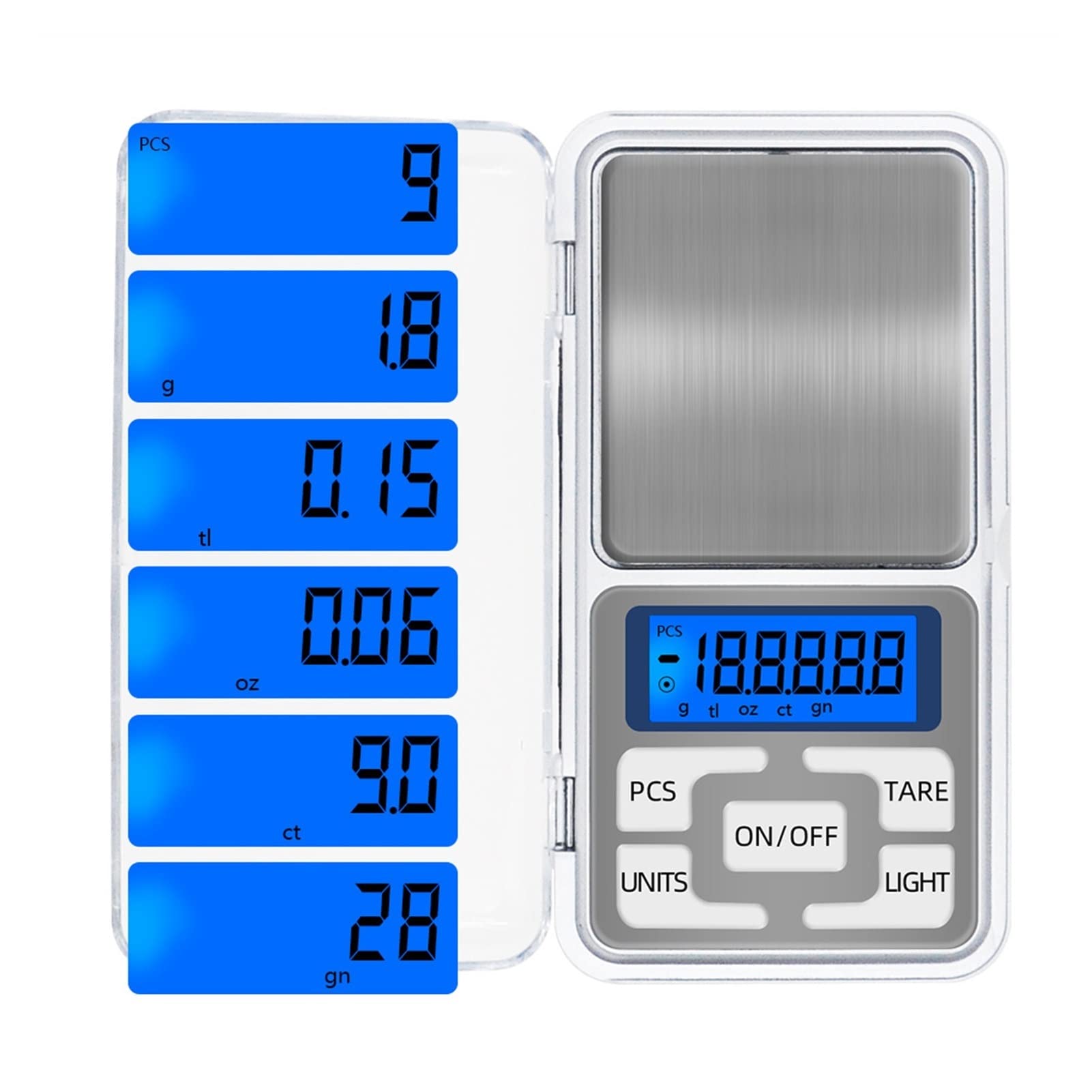 500g 0.01g Elettronico Digale Scale Di Gioielli 500g 0.01 Da Cucina Portatile Bilance Tascabili Stabile Blu A CRISTALLI LIQUIDI Del Peso Di Equilibrio 6 Unà - Foto 8