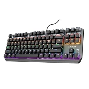 Trust Gaming GXT 834 Callaz TKL Mechanical Gaming Keyboard with UK Layout, Compact Tenkeyless Design (80%), Outemu Switches, Multicolour LED Lighting, USB Mechanical Keyboard for PC, Laptop, Mac