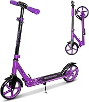 Nattork Folding Kick Scooter for Kids 8-12, Teens & Adults - Adjustable Height, Large Wheels, Anti-Shock Suspension, 220lb Capacity