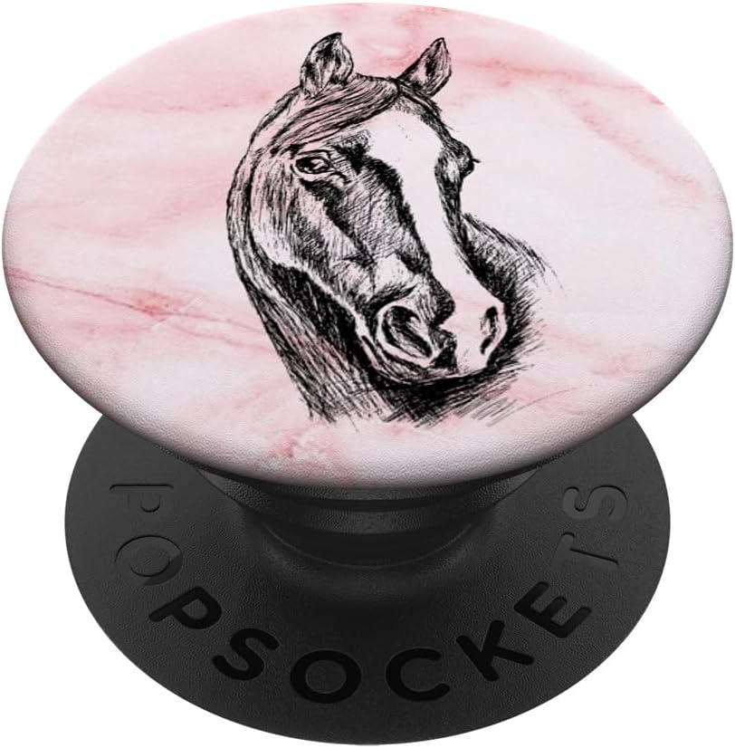 Black Horse Head Pink White PopSockets Adhesive PopGrip