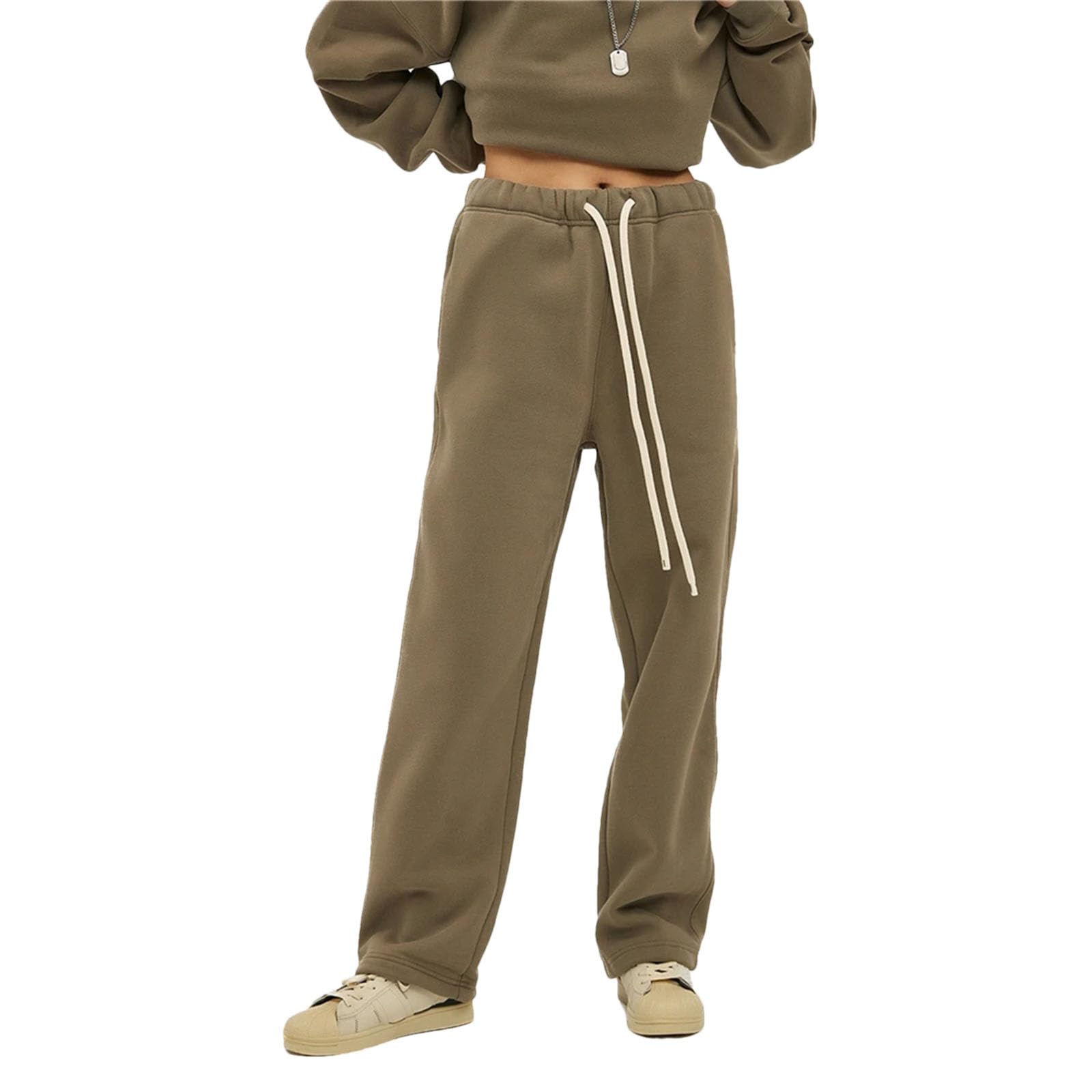 Dcvmvmn Mens Winter Solid Fleece Sweatpants Unisex Elastic Waist Jogger Pants Drawstring Jogger Trousers for Men
